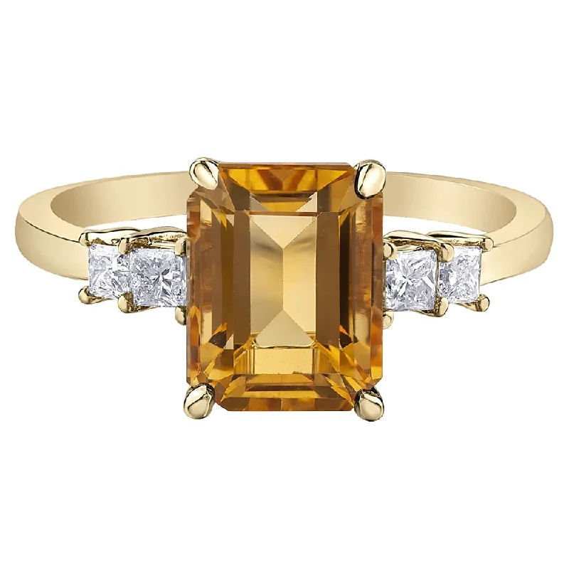 Men's Topaz Engagement Rings in 10K Gold with a Channel - Set Diamond BandEmerald Cut Citrine and Diamond Ring Men's Topaz Engagement Rings in 10K Gold with a Channel - Set Diamond BandEmerald Cut Citrine and Diamond Ring