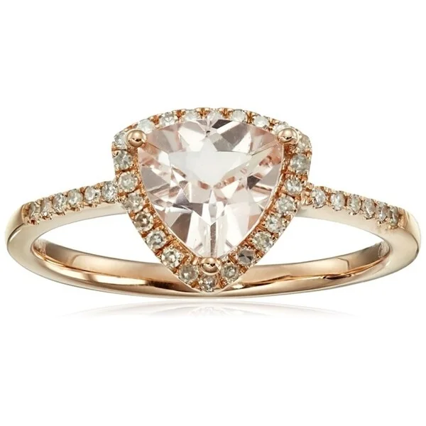 Emerald Gemstone Rings Set in Platinum with Filigree Work for a Vintage - Inspired Look14k Rose Gold Morganite & Diamond Trillion Ring, Size 7 - Pink Emerald Gemstone Rings Set in Platinum with Filigree Work for a Vintage - Inspired Look14k Rose Gold Morganite & Diamond Trillion Ring, Size 7 - Pink