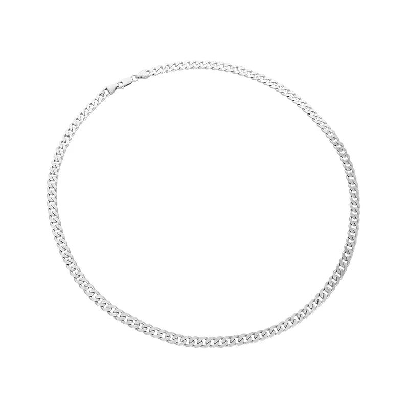 celebrity inspired chain necklaces9ct White Gold Flat Curb Chain Necklace D