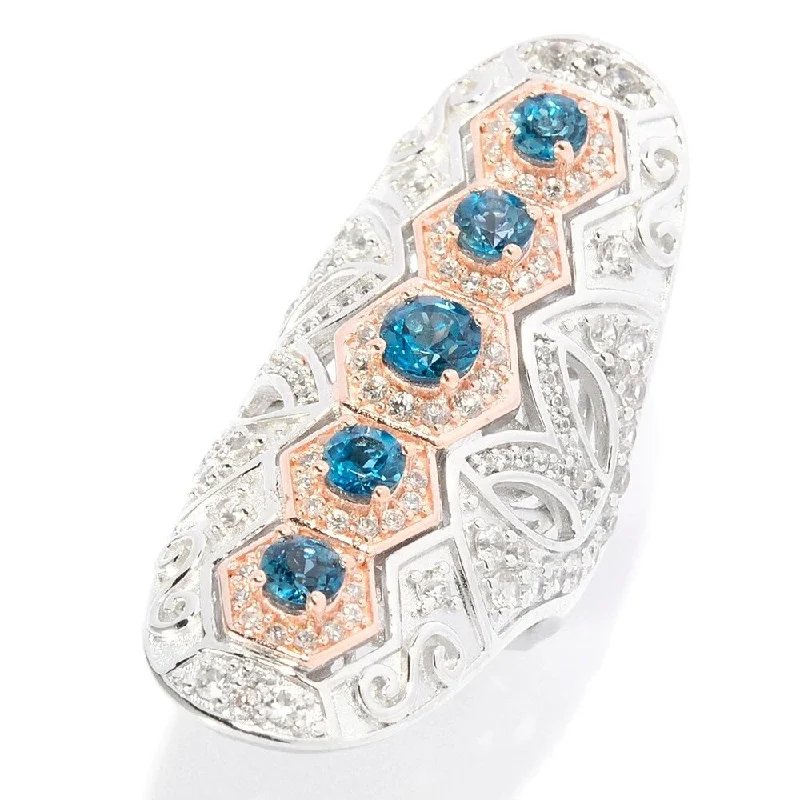 Tanzanite Gemstone Rings in 10K Gold with a Trilogy Design for a Sophisticated GiftLondon Blue Topaz & White Zircon Cut-out Scrollwork Elongated Ring Tanzanite Gemstone Rings in 10K Gold with a Trilogy Design for a Sophisticated GiftLondon Blue Topaz & White Zircon Cut-out Scrollwork Elongated Ring