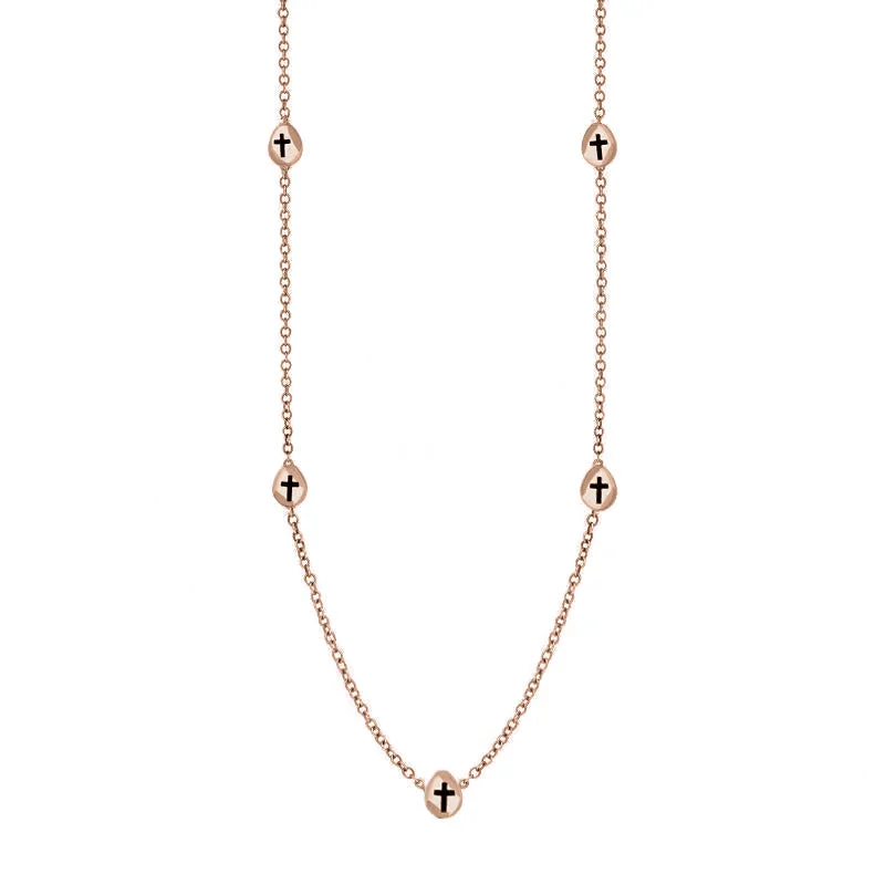 vintage style chain necklaces18ct Rose Gold Whitby Jet Cross Link Disc Chain Necklace vintage style chain necklaces18ct Rose Gold Whitby Jet Cross Link Disc Chain Necklace