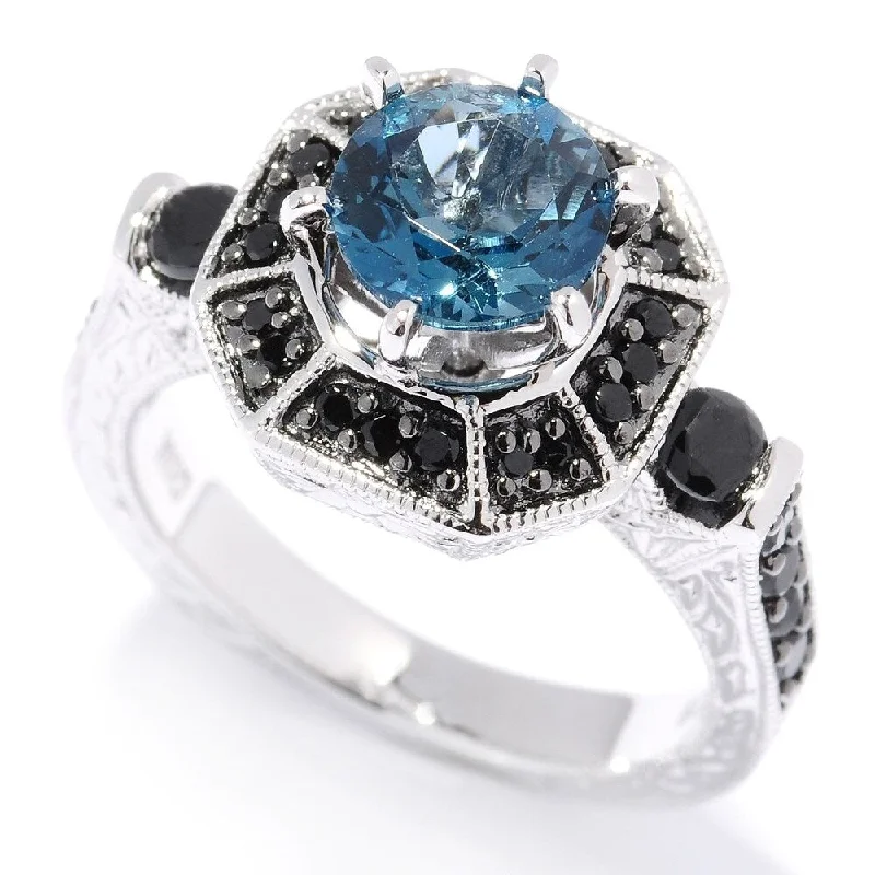 Tourmaline Gemstone Rings in 18K Two - Tone Gold with a Floral - Shaped Setting for a Feminine Touch925 Sterling Silver Black Spinel and London Blue Topaz Ring Tourmaline Gemstone Rings in 18K Two - Tone Gold with a Floral - Shaped Setting for a Feminine Touch925 Sterling Silver Black Spinel and London Blue Topaz Ring