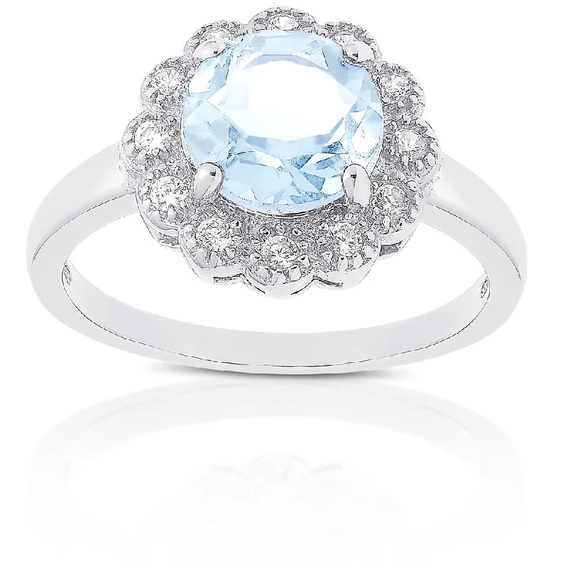 Sapphire Gemstone Rings in 18K White Gold with Diamond Accents for an Elegant EngagementDolce Giavonna Sterling Silver Blue and White Topaz Flower Ring Sapphire Gemstone Rings in 18K White Gold with Diamond Accents for an Elegant EngagementDolce Giavonna Sterling Silver Blue and White Topaz Flower Ring