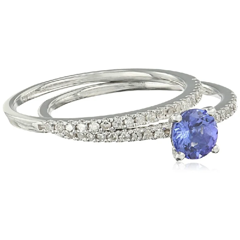 Ruby Gemstone Rings in 14K Yellow Gold with a Solitaire Setting for a Classic and Bold Statement10k White Gold AAA Tanzanite and Diamond Stackable Ring, Size 7