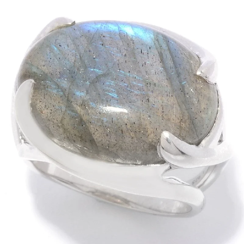 Agate Gemstone Rings in Sterling Silver with a Mosaic - Inspired Inlay for a Bohemian StyleSterling Silver 20 x 14mm Oval Labradorite East-West Ring Agate Gemstone Rings in Sterling Silver with a Mosaic - Inspired Inlay for a Bohemian StyleSterling Silver 20 x 14mm Oval Labradorite East-West Ring