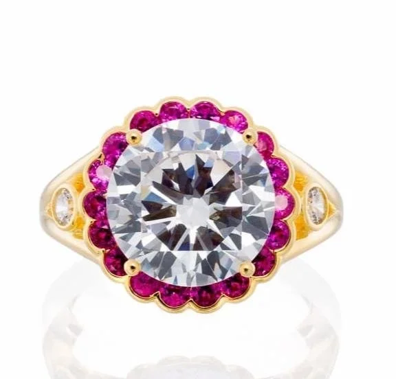Men's Agate Engagement Rings in Sterling Silver with a Mosaic - Style InlayRound Cut And Ruby Accent Cubic Zirconia Halo Engagement Ring - Yellow Gold Plated Sterling Silver Men's Agate Engagement Rings in Sterling Silver with a Mosaic - Style InlayRound Cut And Ruby Accent Cubic Zirconia Halo Engagement Ring - Yellow Gold Plated Sterling Silver