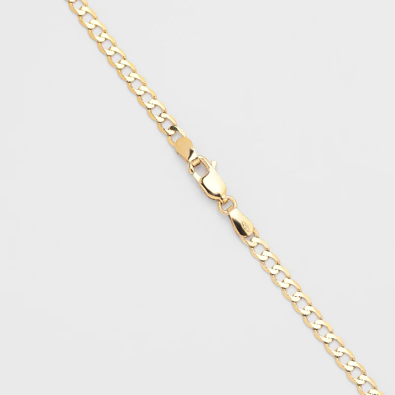 9K Yellow Gold Diamond Cut 6 Sided Curb Chain
