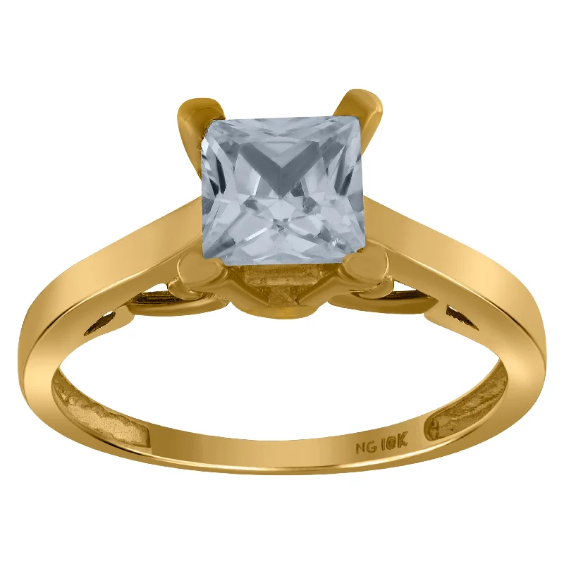 Men's Tourmaline Engagement Rings in 18K Two - Tone Gold with a Floral - Inspired SettingKeene Jewelers 10kt Yellow Gold Womens Princess-cut Cubic Zirconia Engagement Ring