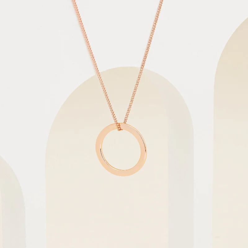 9K Rose Gold Engravable Circle Pendant