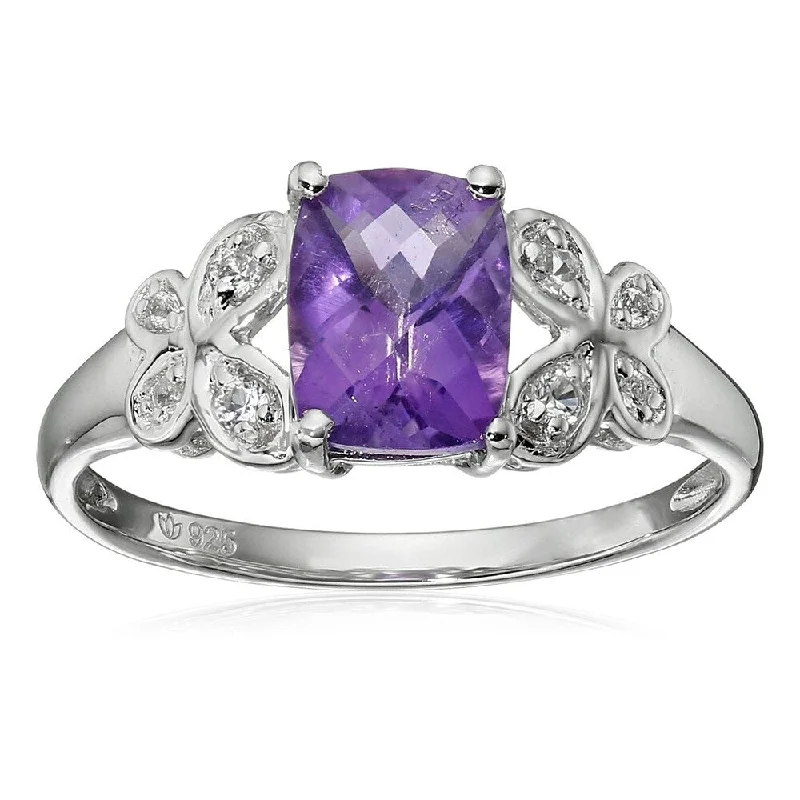 Tourmaline Gemstone Rings in 18K Two - Tone Gold with a Floral - Shaped Setting for a Feminine TouchSterling Silver Amethyst and Created White Sapphire Ring Size - 7 Tourmaline Gemstone Rings in 18K Two - Tone Gold with a Floral - Shaped Setting for a Feminine TouchSterling Silver Amethyst and Created White Sapphire Ring Size - 7