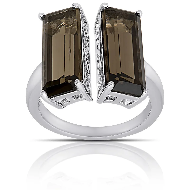 Topaz Gemstone Rings in 10K Gold with a Channel - Set Design for a Contemporary and Durable OptionDolce Giavonna Sterling Silver Smokey Quartz Double T Bar Ring Topaz Gemstone Rings in 10K Gold with a Channel - Set Design for a Contemporary and Durable OptionDolce Giavonna Sterling Silver Smokey Quartz Double T Bar Ring