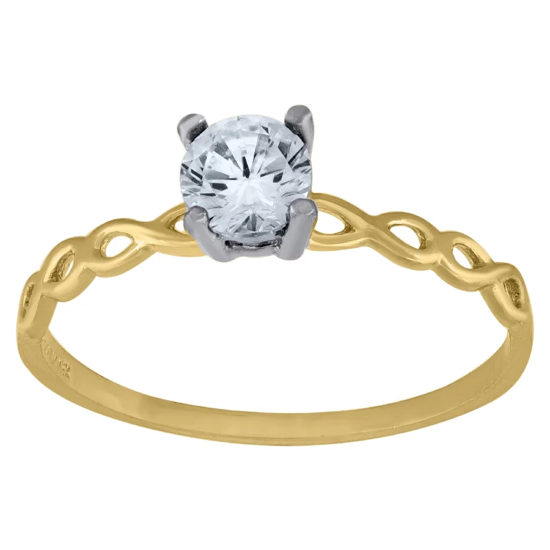 Men's Tourmaline Engagement Rings in 18K Two - Tone Gold with a Floral - Inspired SettingKeene Jewelers 10kt Two-tone Gold Womens Round Cubic Zirconia Twisted Engagement Ring