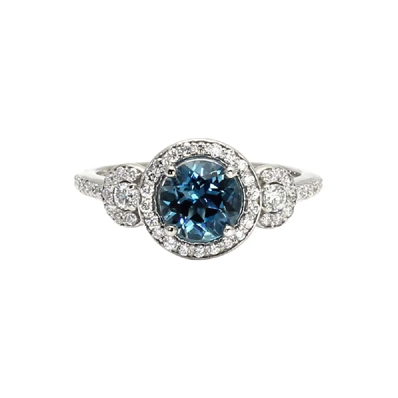Men's Agate Engagement Rings in Sterling Silver with a Mosaic - Style InlayLondon Blue Topaz Engagement Ring 3 Stone Diamond Halo Men's Agate Engagement Rings in Sterling Silver with a Mosaic - Style InlayLondon Blue Topaz Engagement Ring 3 Stone Diamond Halo
