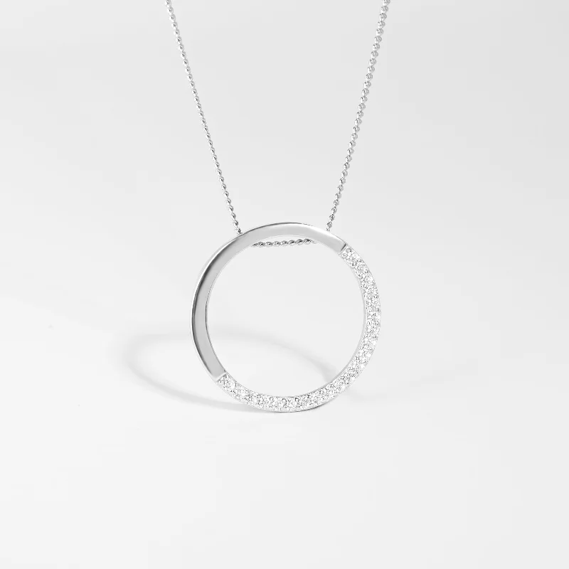 Art Deco - Inspired Wedding Bands with Geometric Patterns in Platinum for a Retro and Glamorous StyleSterling Silver Circle Half Set Zirconia Pendant Art Deco - Inspired Wedding Bands with Geometric Patterns in Platinum for a Retro and Glamorous StyleSterling Silver Circle Half Set Zirconia Pendant