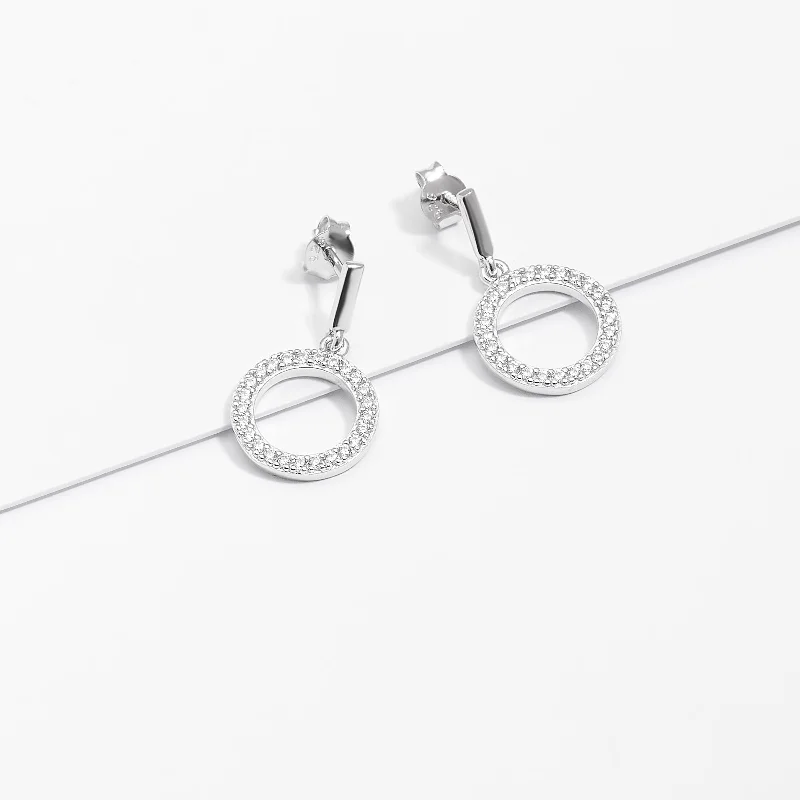 Blue Topaz - Embellished Wedding Bands in Silver for a Birthstone - Inspired and Colorful PieceSterling Silver Zirconia Open Circle Drop Earrings Blue Topaz - Embellished Wedding Bands in Silver for a Birthstone - Inspired and Colorful PieceSterling Silver Zirconia Open Circle Drop Earrings