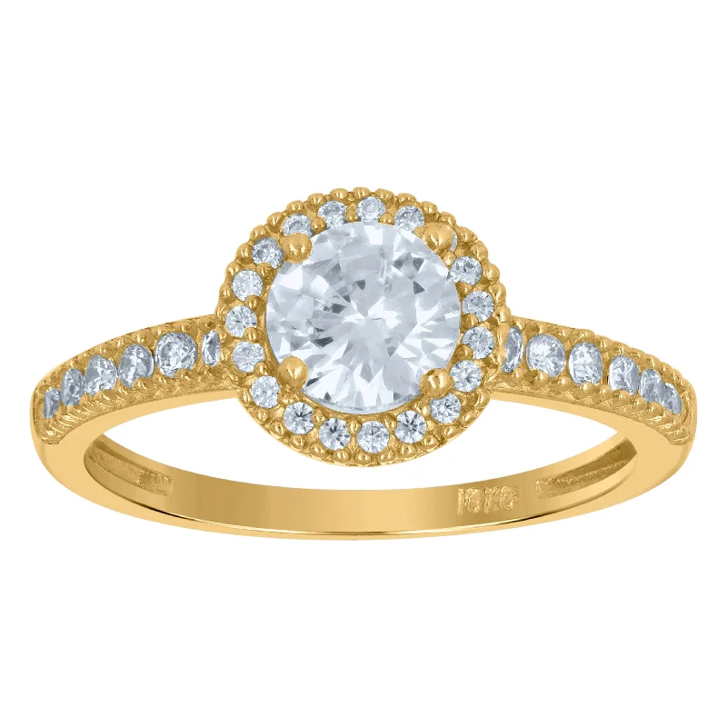 Men's Tourmaline Engagement Rings in 18K Two - Tone Gold with a Floral - Inspired SettingKeene Jewelers 10kt Two-tone Gold Womens Cubic Zirconia Halo Engagement Ring