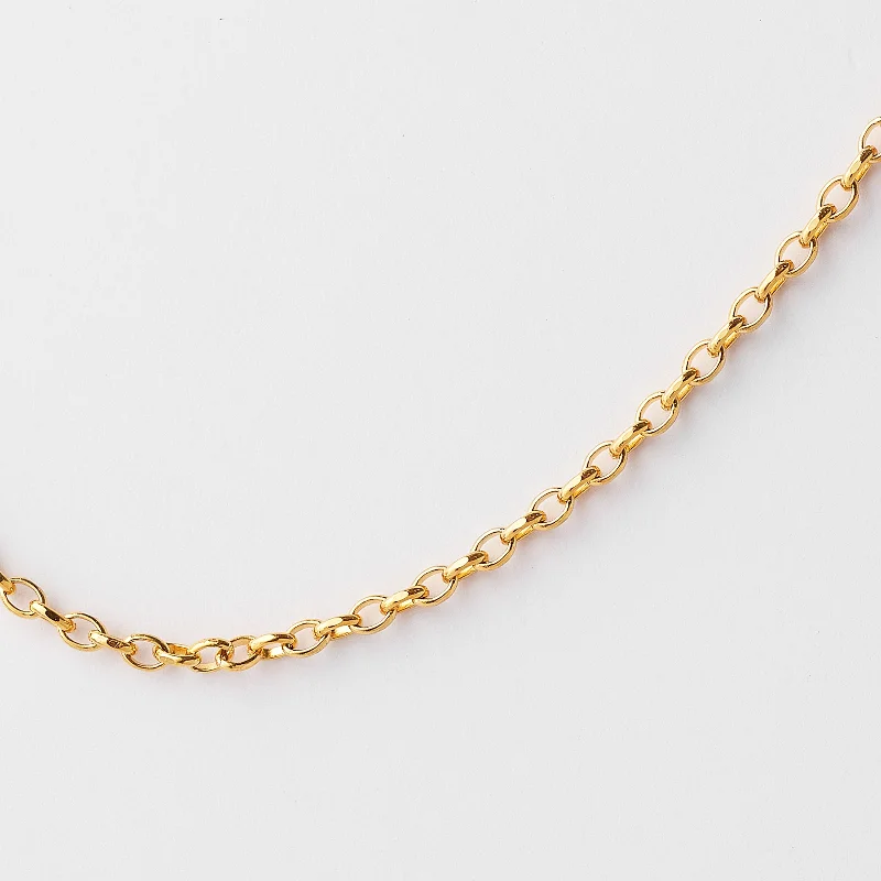 9K Yellow Gold Diamond Cut Oval Belcher Chain