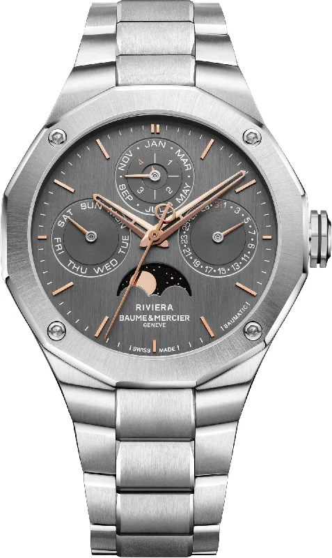 Laser - Etched Floral Design Wedding Bands in Palladium for a Delicate and Intricate LookBaume et Mercier Riviera Automatic Perpetual Calender Laser - Etched Floral Design Wedding Bands in Palladium for a Delicate and Intricate LookBaume et Mercier Riviera Automatic Perpetual Calender