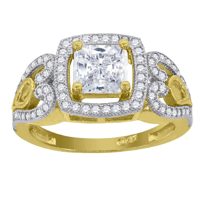Men's Tourmaline Engagement Rings in 18K Two - Tone Gold with a Floral - Inspired SettingKeene Jewelers 14kt Gold Womens Two-tone CZ Square Halo Center Side Hearts Wedding Engagement Band Ring Men's Tourmaline Engagement Rings in 18K Two - Tone Gold with a Floral - Inspired SettingKeene Jewelers 14kt Gold Womens Two-tone CZ Square Halo Center Side Hearts Wedding Engagement Band Ring