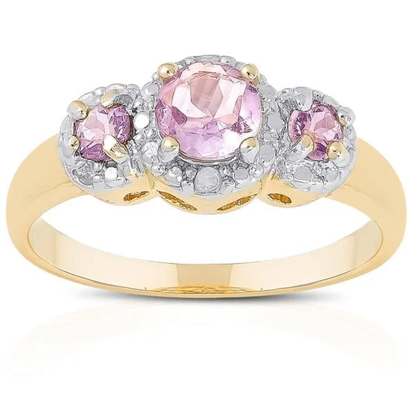 Agate Gemstone Rings in Sterling Silver with a Mosaic - Inspired Inlay for a Bohemian StyleDolce Giavonna Goldplated Sterling Silver Gemstone and Diamond Accent 3-stone Ring