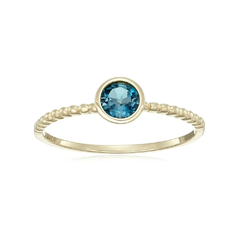 Topaz Gemstone Rings in 10K Gold with a Channel - Set Design for a Contemporary and Durable Option10kt Yellow Gold London Blue Topaz Beaded Stack Ring Topaz Gemstone Rings in 10K Gold with a Channel - Set Design for a Contemporary and Durable Option10kt Yellow Gold London Blue Topaz Beaded Stack Ring