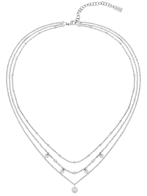 chain necklaces for bridesBoss Jewellery Stainless Steel Triple Chain Necklace