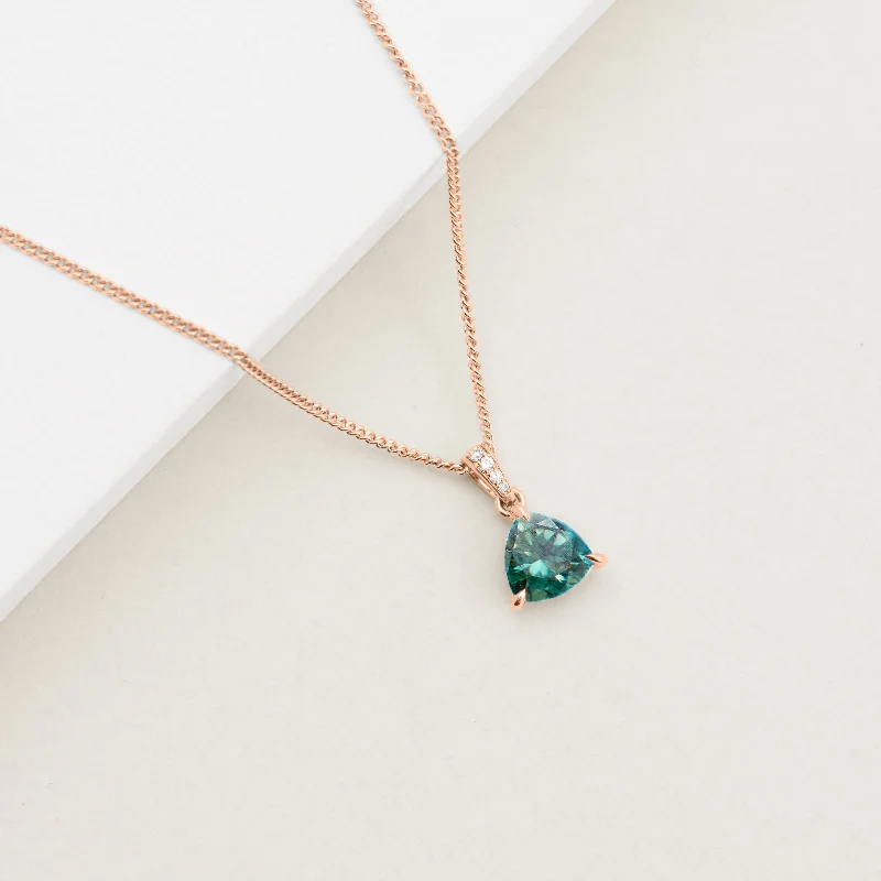 9K Rose Gold Trilliant Cut Created Alexandrite Pendant