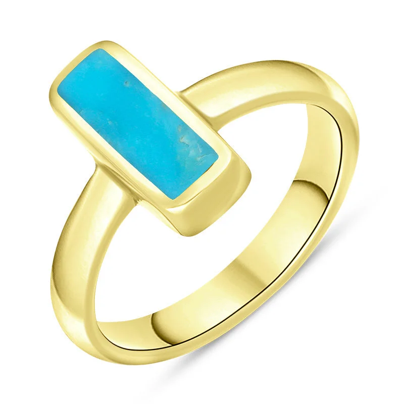 Adjustable - Fit Wedding Bands in Gold - Plated Metal for a Comfortable and Custom - Fitting Option9ct Yellow Gold Turquoise Slim Oblong Ring Adjustable - Fit Wedding Bands in Gold - Plated Metal for a Comfortable and Custom - Fitting Option9ct Yellow Gold Turquoise Slim Oblong Ring