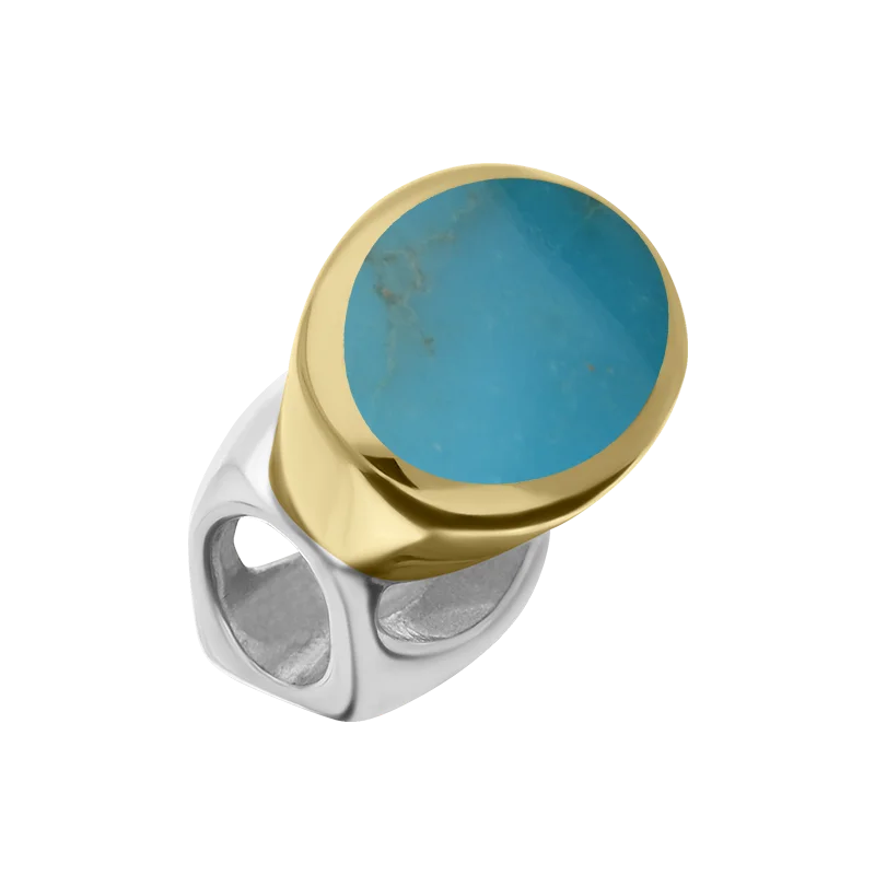 Two - Tone Gold and Silver Wedding Bands with a Twist Design for a Contemporary and Eye - Catching Style9ct Yellow Gold Sterling Silver Turquoise Stepping Stones 6x8mm Oval Charm Two - Tone Gold and Silver Wedding Bands with a Twist Design for a Contemporary and Eye - Catching Style9ct Yellow Gold Sterling Silver Turquoise Stepping Stones 6x8mm Oval Charm