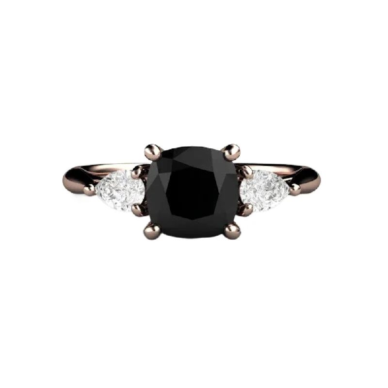 Men's Tanzanite Engagement Rings in Palladium with a Three - Stone ArrangementCushion Cut Black Diamond Engagement Ring Three Stone Men's Tanzanite Engagement Rings in Palladium with a Three - Stone ArrangementCushion Cut Black Diamond Engagement Ring Three Stone