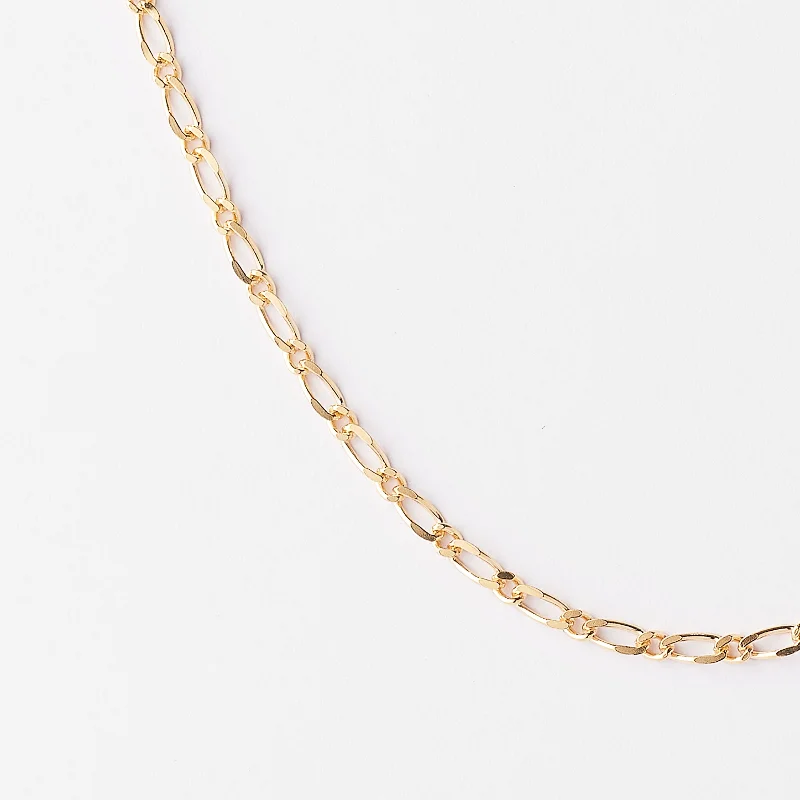 9K Yellow Gold Diamond Cut 1+1 Figaro Chain