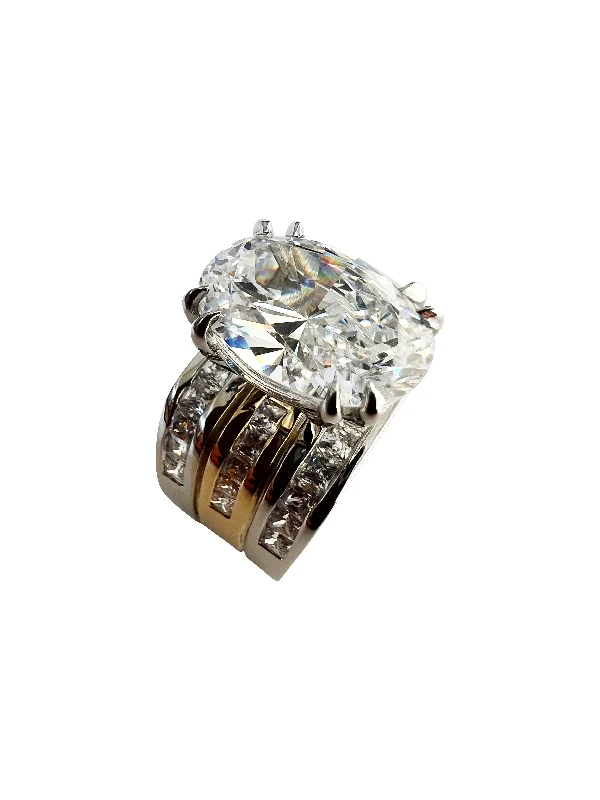 Men's Citrine Engagement Rings in Stainless Steel with a Stackable Band DesignExquisite 9.2 CT Two-Tone Oval CZ Engagement Ring with Princess Cut Side Stones Men's Citrine Engagement Rings in Stainless Steel with a Stackable Band DesignExquisite 9.2 CT Two-Tone Oval CZ Engagement Ring with Princess Cut Side Stones
