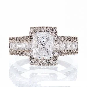 Men's Tourmaline Engagement Rings in 18K Two - Tone Gold with a Floral - Inspired SettingRadiant Cut  Cubic Zirconia Engagement Ring In Sterling Silver