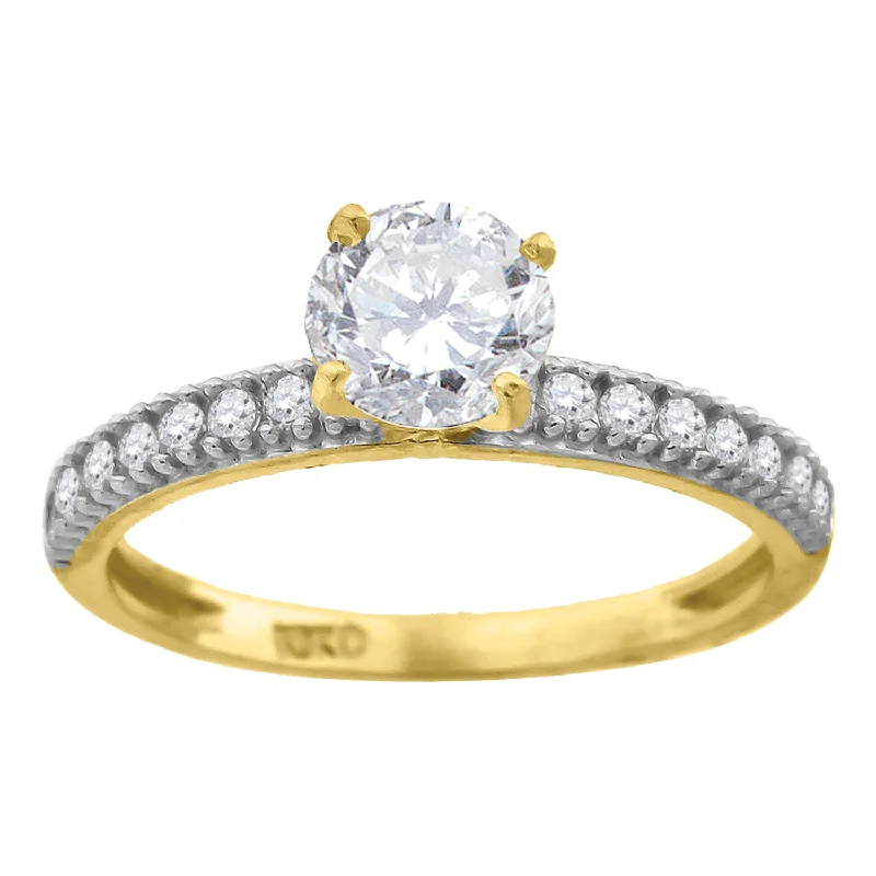 Men's Peridot Engagement Rings in 14K Gold - Filled Metal with a Micro - Pave SettingKeene Jewelers 10kt Two-tone Gold Womens Cubic Zirconia Engagement Ring Men's Peridot Engagement Rings in 14K Gold - Filled Metal with a Micro - Pave SettingKeene Jewelers 10kt Two-tone Gold Womens Cubic Zirconia Engagement Ring