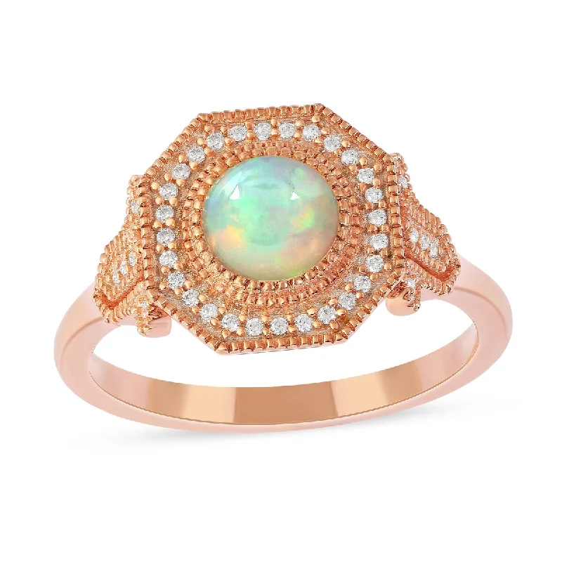 Peridot Gemstone Rings in 14K Gold - Filled Metal with a Pave - Set Band for a Sparkling LookOpal Gemstone 1/8ct TDW Diamond Halo Ring in 10k Rose Gold Peridot Gemstone Rings in 14K Gold - Filled Metal with a Pave - Set Band for a Sparkling LookOpal Gemstone 1/8ct TDW Diamond Halo Ring in 10k Rose Gold