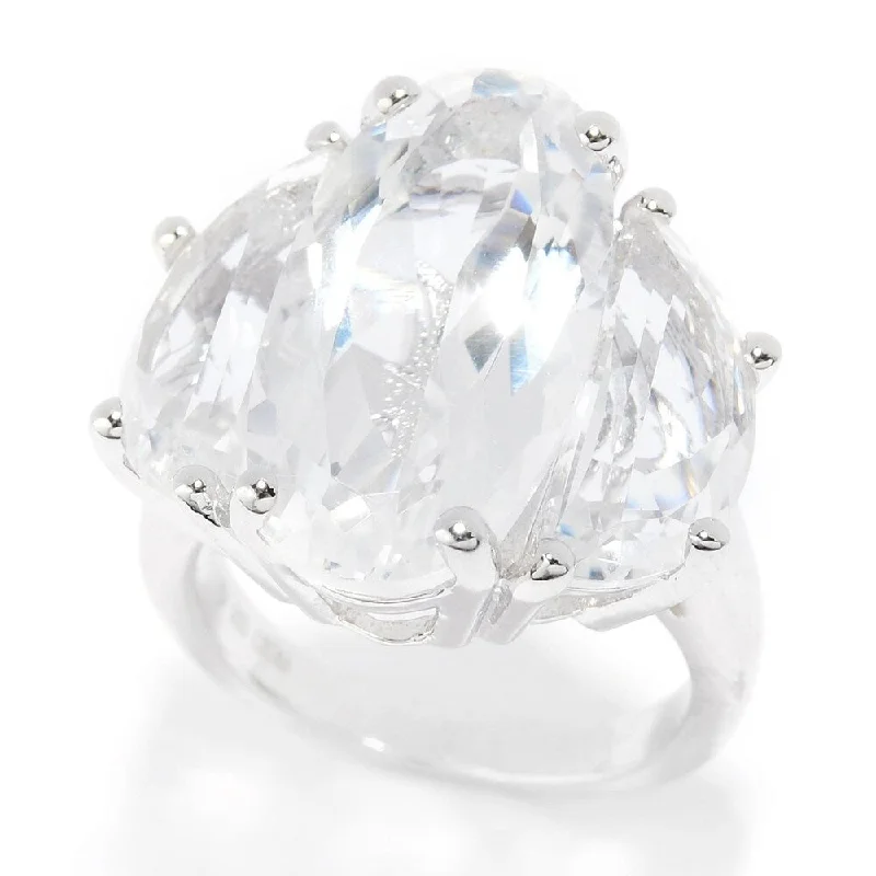 Moonstone Gemstone Rings in Silver - Plated Copper with a Celtic - Inspired Pattern for a Mystical VibeRhodium Over Sterling Silver 12.9Ctw White Quartz Ring Moonstone Gemstone Rings in Silver - Plated Copper with a Celtic - Inspired Pattern for a Mystical VibeRhodium Over Sterling Silver 12.9Ctw White Quartz Ring