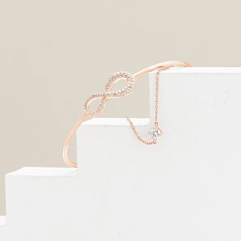 9K Rose Gold Diamond Infinity Bangle 0.70tdw