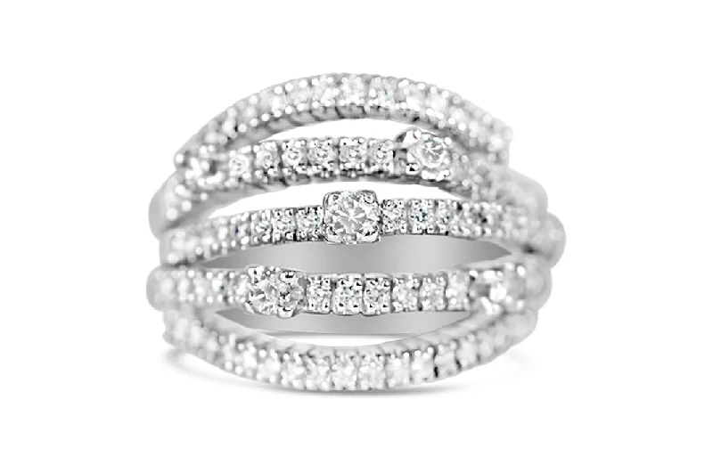 Pearl - and - Diamond - Studded Wedding Bands in White Gold for a Feminine and Elegant TouchDamiani Multi Layered Diamond Ring Pearl - and - Diamond - Studded Wedding Bands in White Gold for a Feminine and Elegant TouchDamiani Multi Layered Diamond Ring