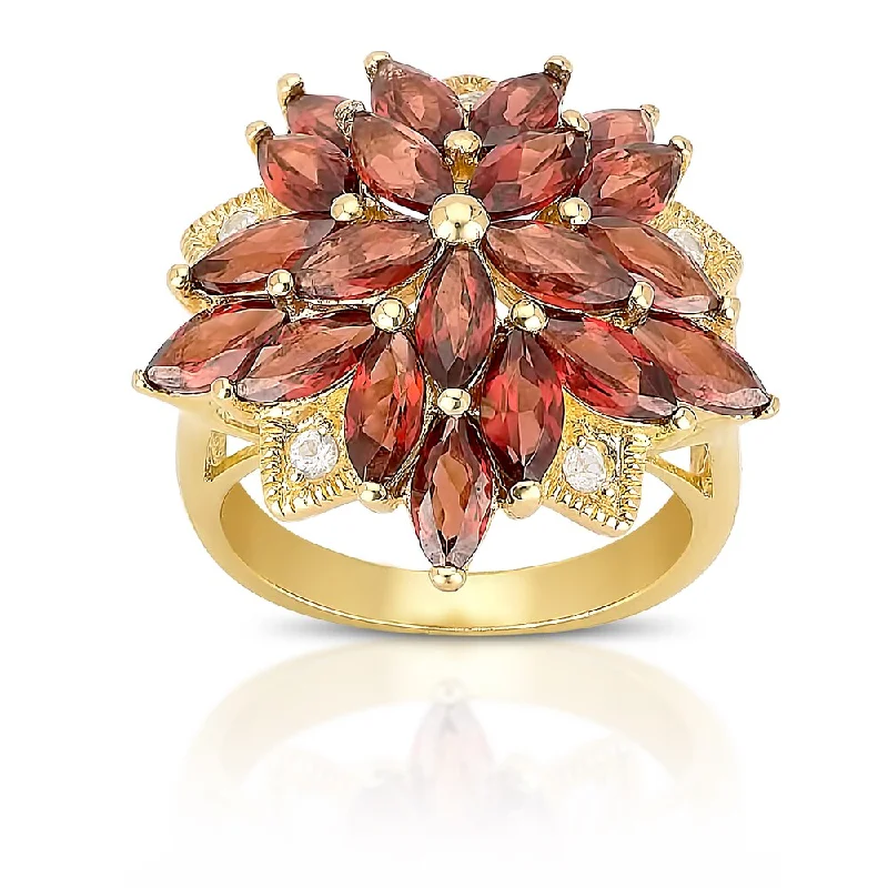 Moonstone Gemstone Rings in Silver - Plated Copper with a Celtic - Inspired Pattern for a Mystical VibeDolce Giavonna Gold Over Sterling Silver Garnet and Cubic Zirconia Flower Ring Moonstone Gemstone Rings in Silver - Plated Copper with a Celtic - Inspired Pattern for a Mystical VibeDolce Giavonna Gold Over Sterling Silver Garnet and Cubic Zirconia Flower Ring