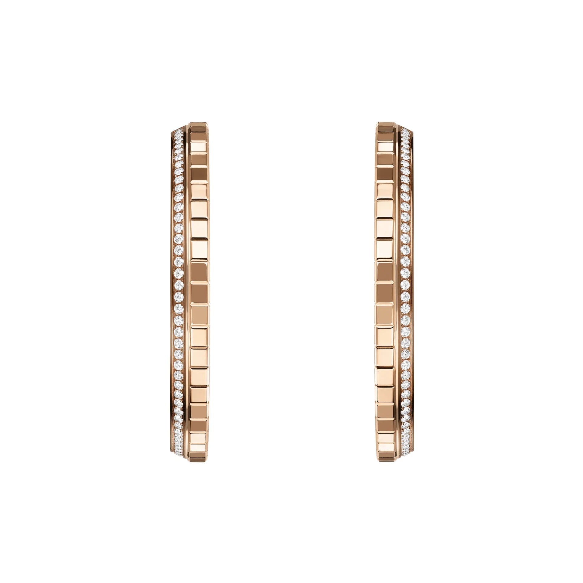 Rose Gold - Plated Engagement and Wedding Band Sets with a Halo of Cubic Zirconia for a Glamorous and Affordable LookChopard Ice Cube 18ct Rose Gold 0.66ct Diamond Large Hoop Earrings