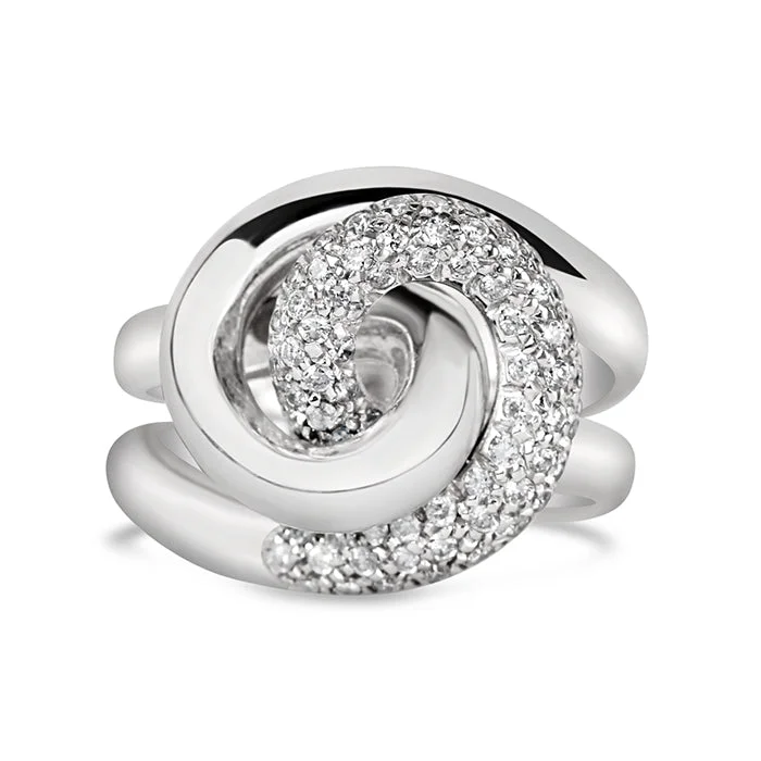 Matte - Black Ceramic Wedding Bands with a Polished Edge for a Sleek and Modern AppearanceSalvini Diamond Swirl Ring - 0.53ct Matte - Black Ceramic Wedding Bands with a Polished Edge for a Sleek and Modern AppearanceSalvini Diamond Swirl Ring - 0.53ct