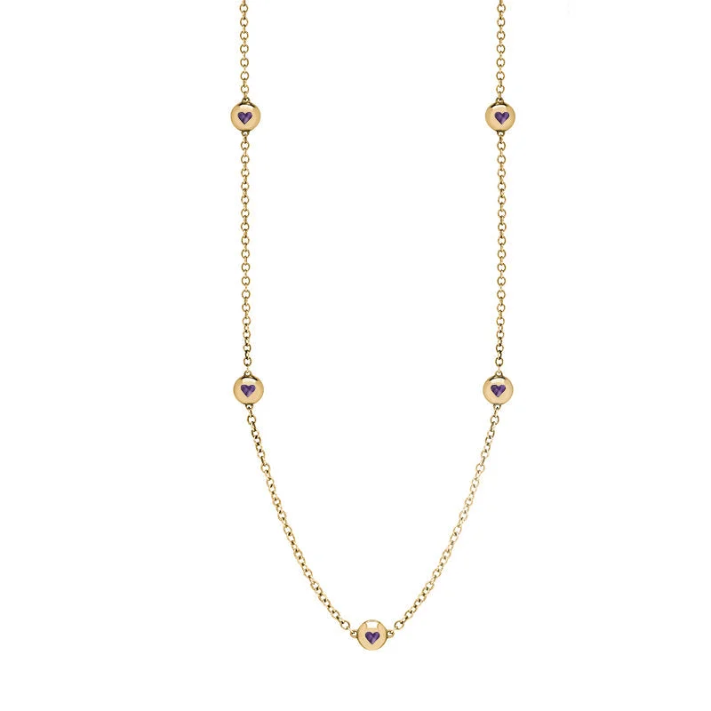 trendy chain necklaces 20259ct Yellow Gold Blue John Heart Link Disc Chain Necklace trendy chain necklaces 20259ct Yellow Gold Blue John Heart Link Disc Chain Necklace