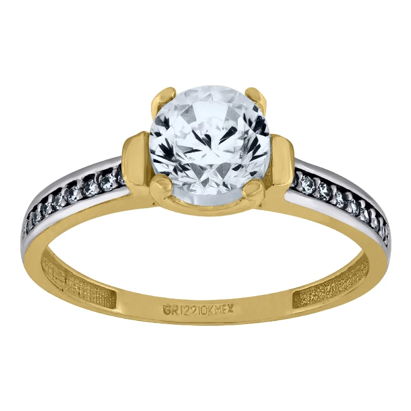 Men's Citrine Engagement Rings in Stainless Steel with a Stackable Band DesignKeene Jewelers 10kt Two-tone Gold Womens Round Cubic Zirconia Engagement Ring Men's Citrine Engagement Rings in Stainless Steel with a Stackable Band DesignKeene Jewelers 10kt Two-tone Gold Womens Round Cubic Zirconia Engagement Ring