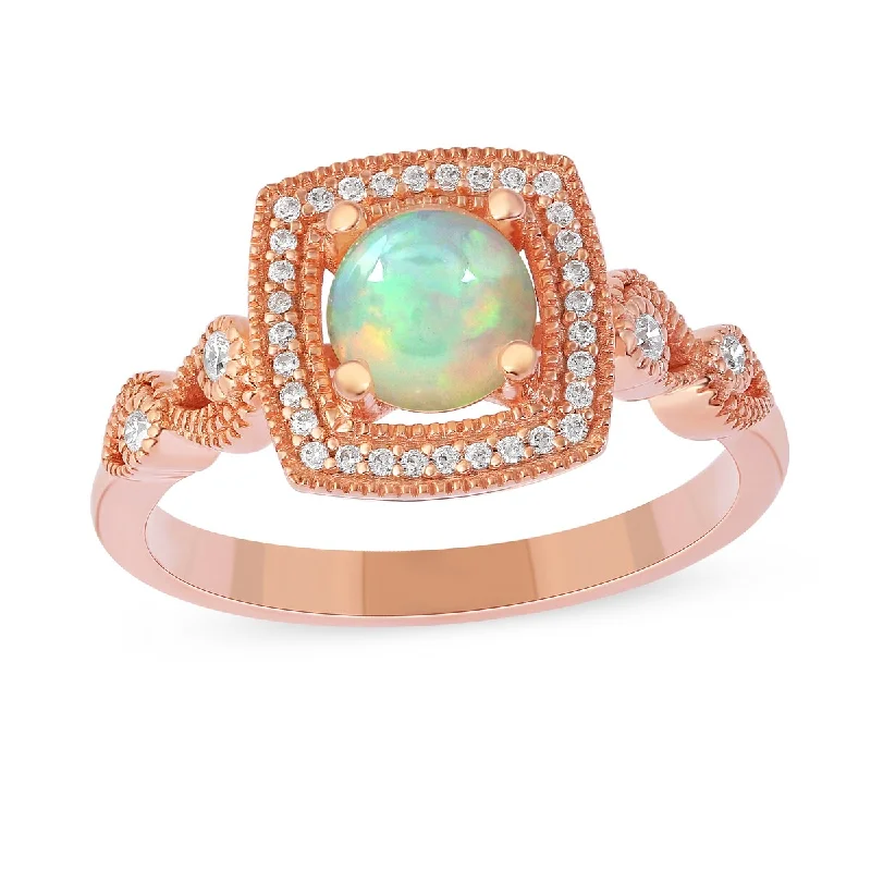 Tourmaline Gemstone Rings in 18K Two - Tone Gold with a Floral - Shaped Setting for a Feminine TouchOpal Gemstone 1/8ct TDW Diamond Halo Ring in 10k Rose Gold Tourmaline Gemstone Rings in 18K Two - Tone Gold with a Floral - Shaped Setting for a Feminine TouchOpal Gemstone 1/8ct TDW Diamond Halo Ring in 10k Rose Gold