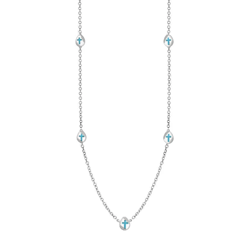 rose gold chain necklaces fashionSterling Silver Turquoise Cross Link Disc Chain Necklace rose gold chain necklaces fashionSterling Silver Turquoise Cross Link Disc Chain Necklace