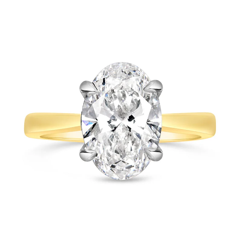 Rose Gold - Plated Engagement and Wedding Band Sets with a Halo of Cubic Zirconia for a Glamorous and Affordable LookOval Solitaire Engagement Ring 2.92ct
