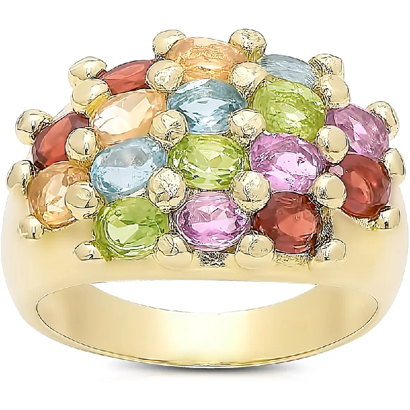 Peridot Gemstone Rings in 14K Gold - Filled Metal with a Pave - Set Band for a Sparkling LookDolce Giavonna Gold Over Sterling Silver Multi Gemstone Ring Peridot Gemstone Rings in 14K Gold - Filled Metal with a Pave - Set Band for a Sparkling LookDolce Giavonna Gold Over Sterling Silver Multi Gemstone Ring