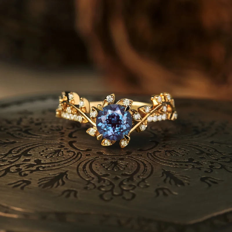 Men's Opal Engagement Rings in 10K Gold with a Milgrain - Trimmed BandGemsMagic Windmill Inspired Alexandrite Ring Men's Opal Engagement Rings in 10K Gold with a Milgrain - Trimmed BandGemsMagic Windmill Inspired Alexandrite Ring