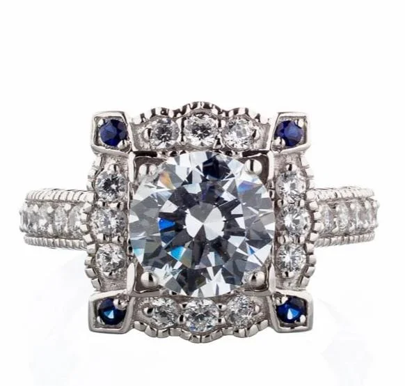 Men's Lapis Lazuli Engagement Rings in Sterling Silver with a Star - Shaped Stone SettingVintage Faux Diamond & Sapphire Point Engagement Ring In Sterling Silver Men's Lapis Lazuli Engagement Rings in Sterling Silver with a Star - Shaped Stone SettingVintage Faux Diamond & Sapphire Point Engagement Ring In Sterling Silver