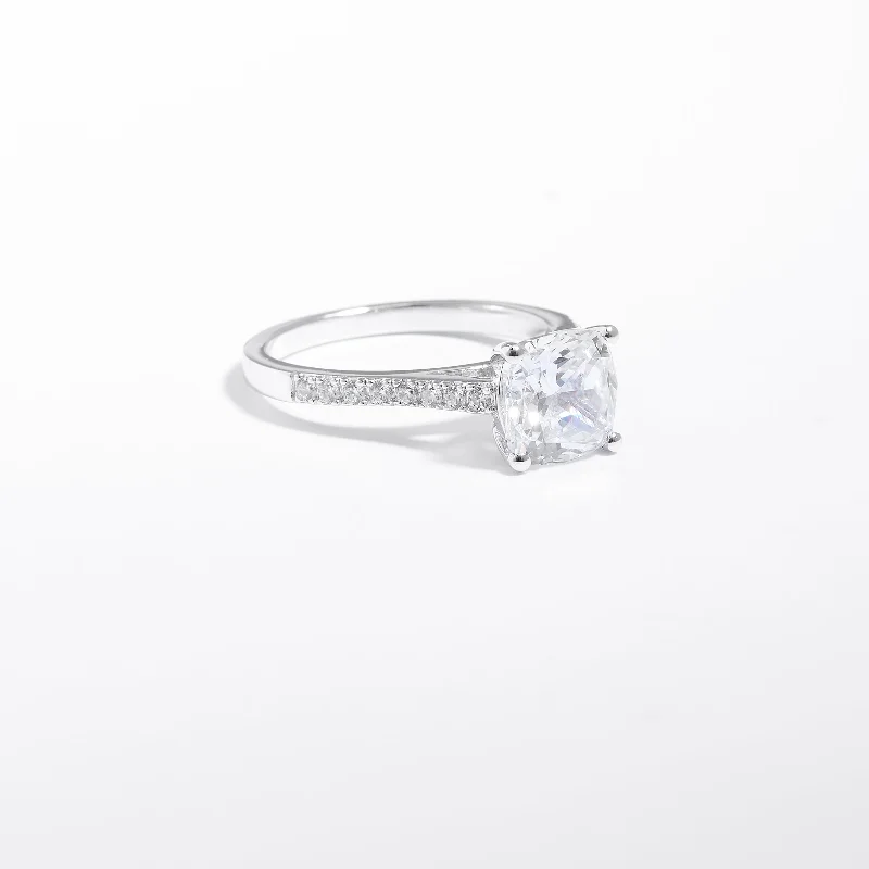 Moissanite - Set Wedding Bands in Yellow Gold for a Sparkling and Ethical Alternative to DiamondsSterling Silver Zirconia Cushion Solitaire And Shoulders Ring Moissanite - Set Wedding Bands in Yellow Gold for a Sparkling and Ethical Alternative to DiamondsSterling Silver Zirconia Cushion Solitaire And Shoulders Ring